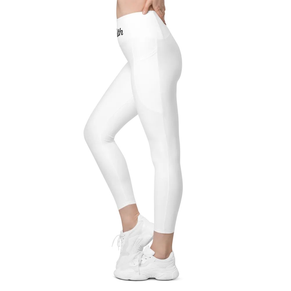 Zenith High-Waisted Leggings with Pockets - White product image (6)