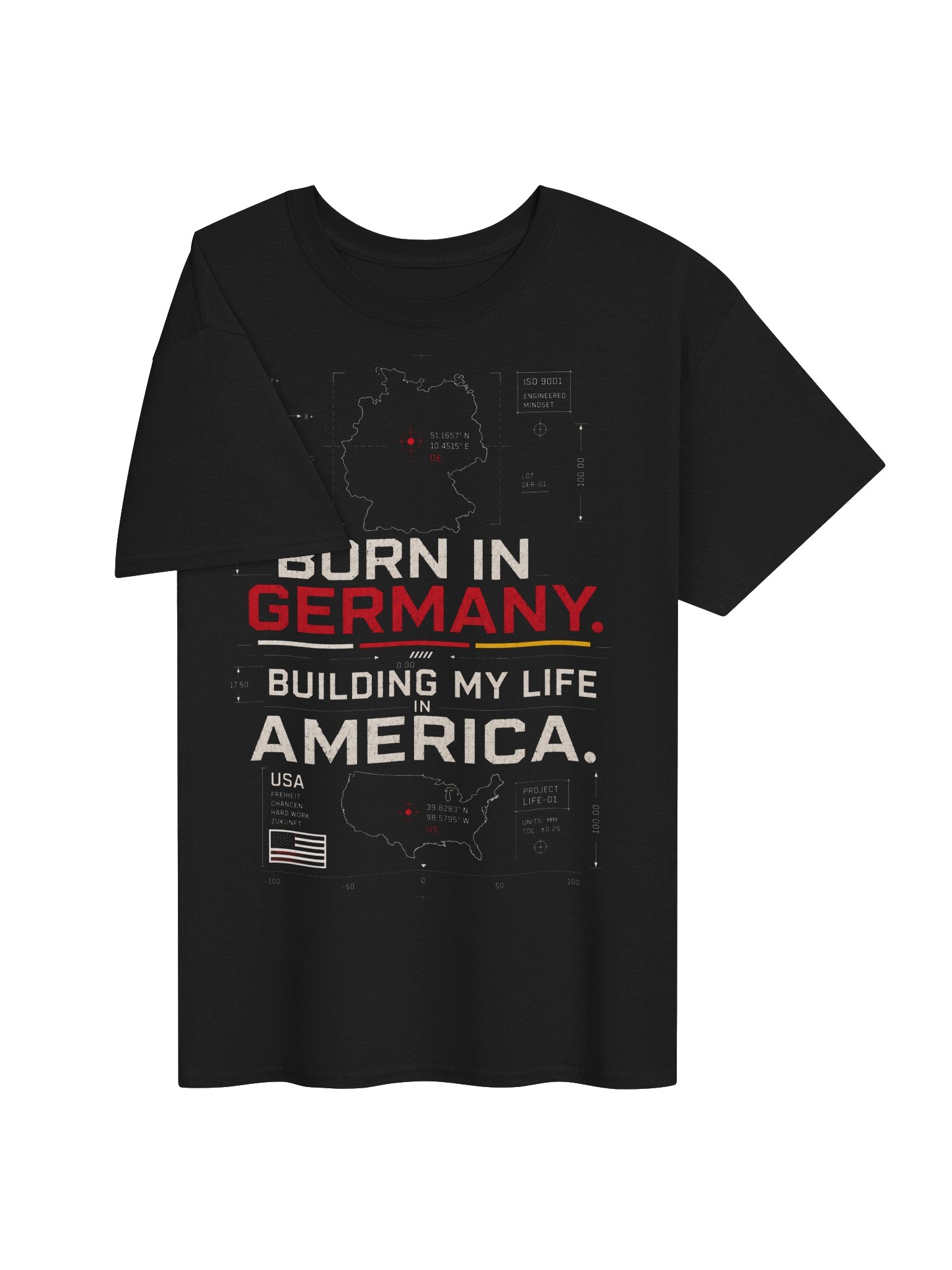 Born in Germany, Building My Life in America Blueprint T-Shirt product image (3)