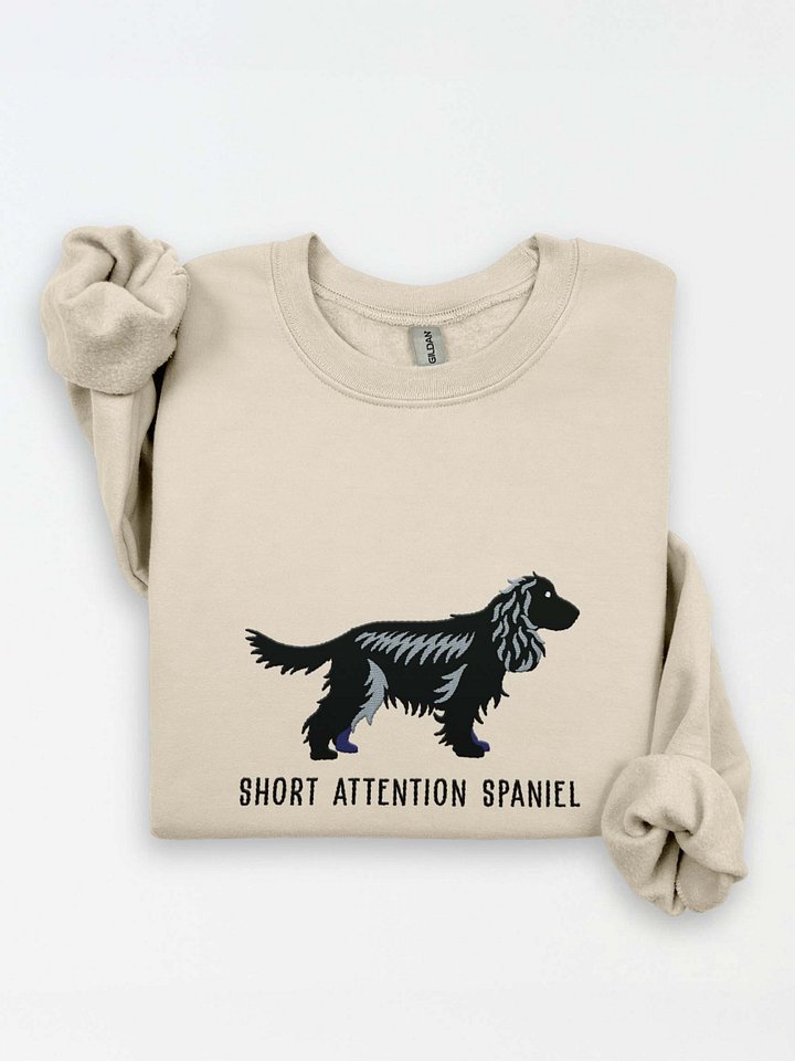 Short Attention Spaniel Sweatshirt (Embroidered) of an English Cocker Spaniel(Black, Full Tail) product image (1)