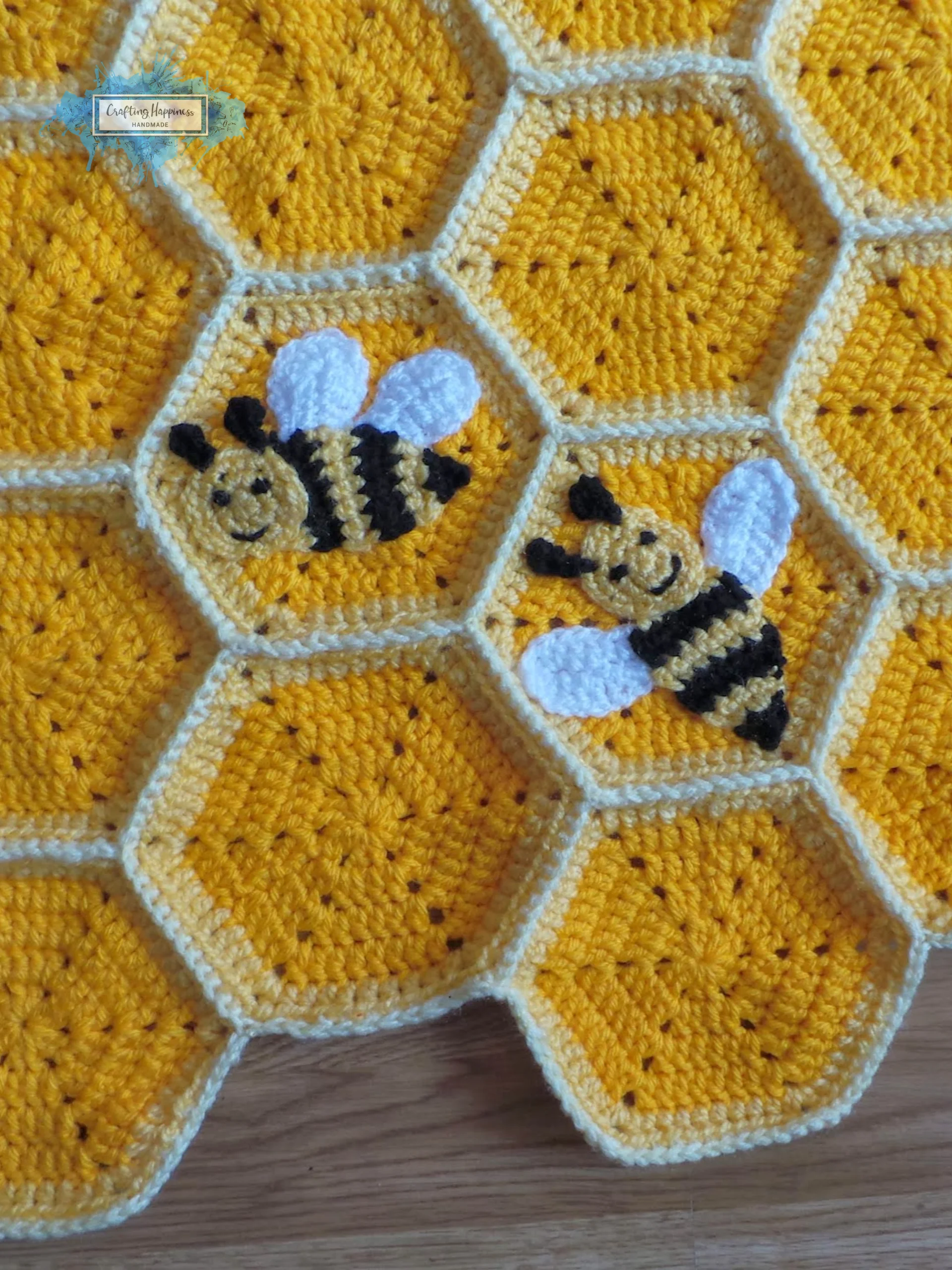Happy Bee Crochet Applique Pattern | Modular Shapes (US Terms) product image (4)