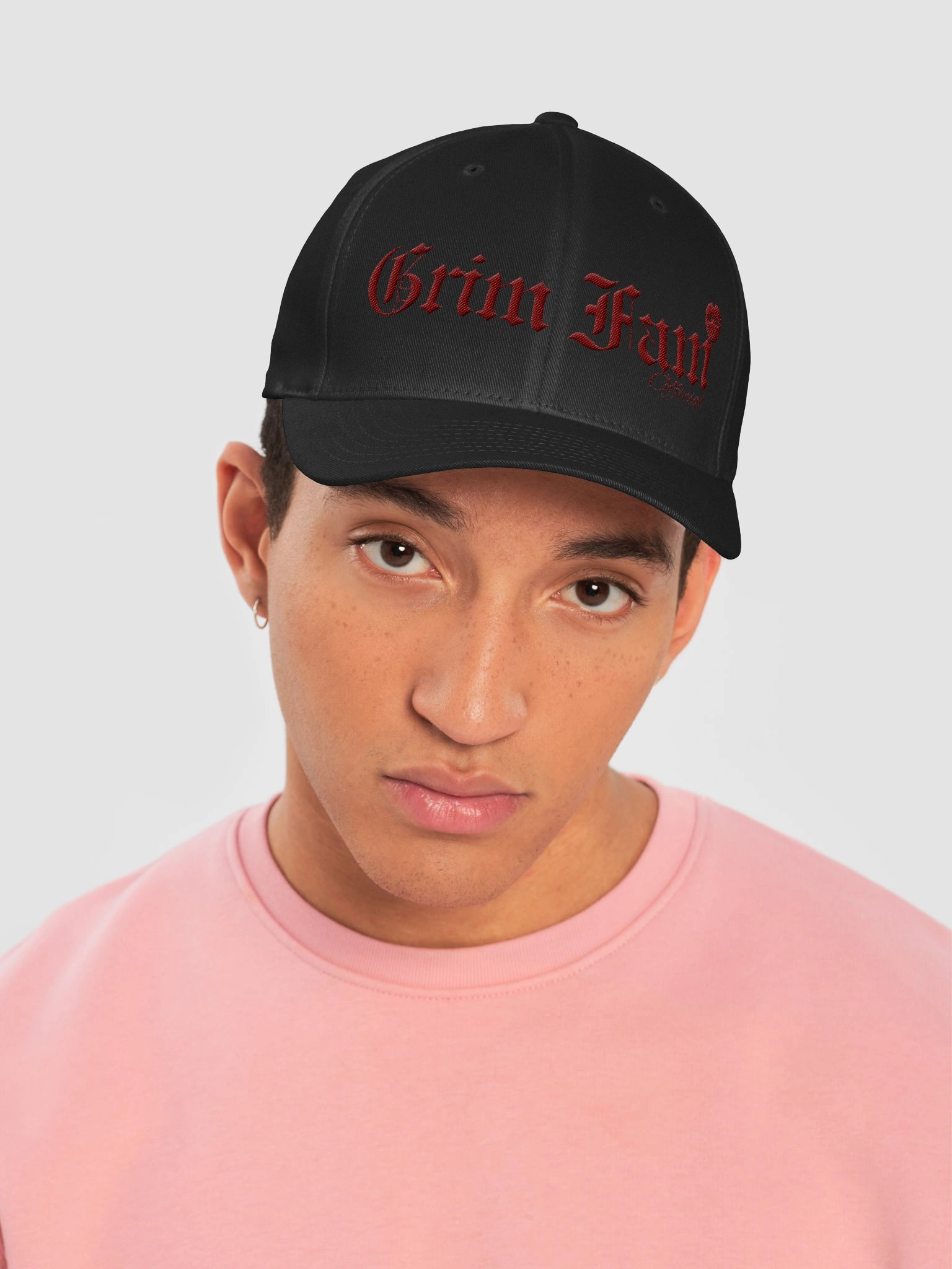 GRIM FAM — OFFICIAL FLEXFIT (Structured Fitted Cap) #2 CRIMSON GRIMFAM RED TEXT in ALL colors product image (6)