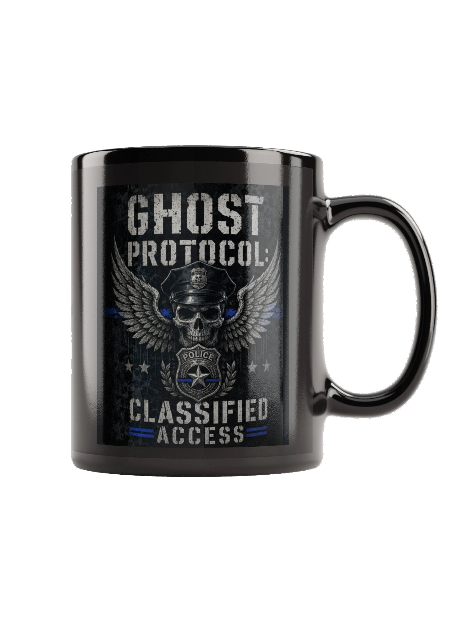 Funny Police Coffee Mug | Thin Blue Line Skull Cup | 11oz & 15oz product image (5)