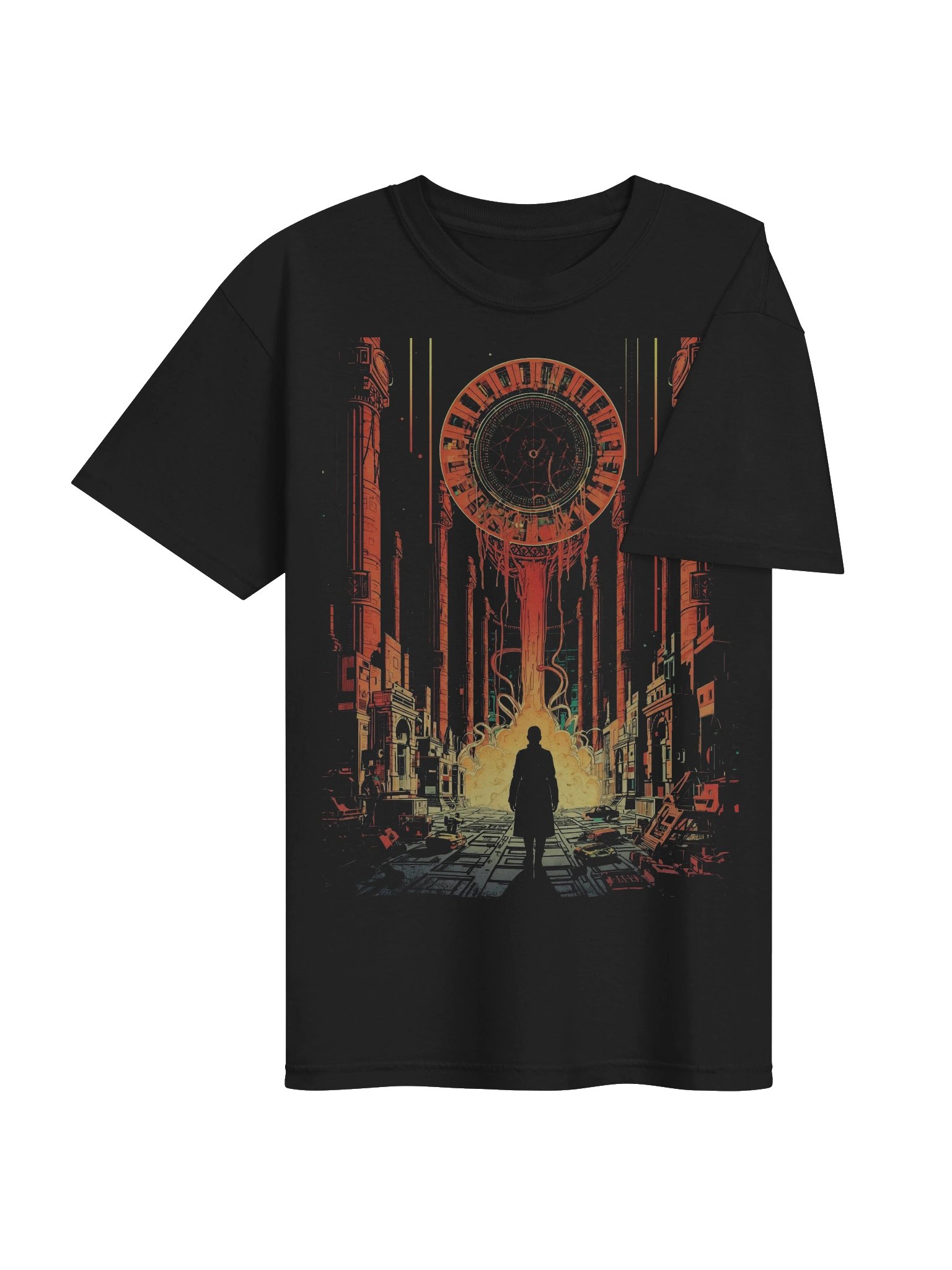 Neon Portal City Sci-Fi Heavyweight T-Shirt product image (7)