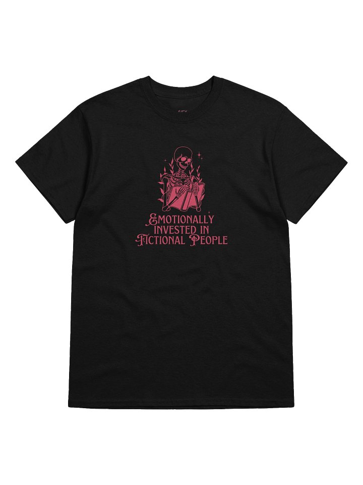 emotionally invested in fictional people skeleton t-shirt product image (1)