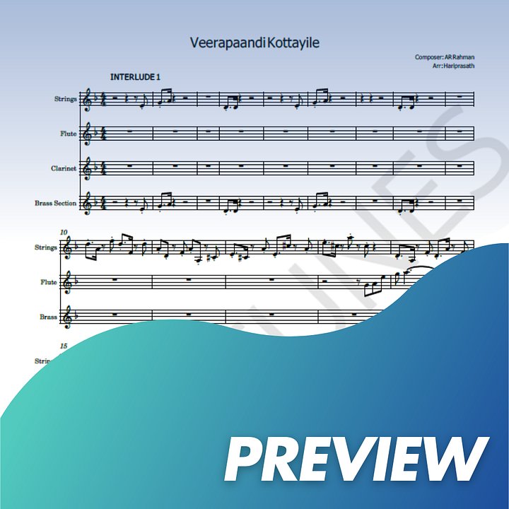 Veerapandi Kottayile BGM - Keyboard Sheet Music product image (1)