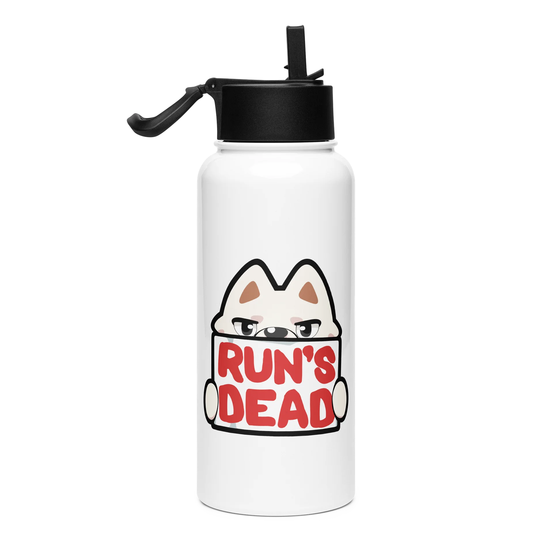 Run's Dead Stainless Steel Water Bottle with a Straw product image (4)