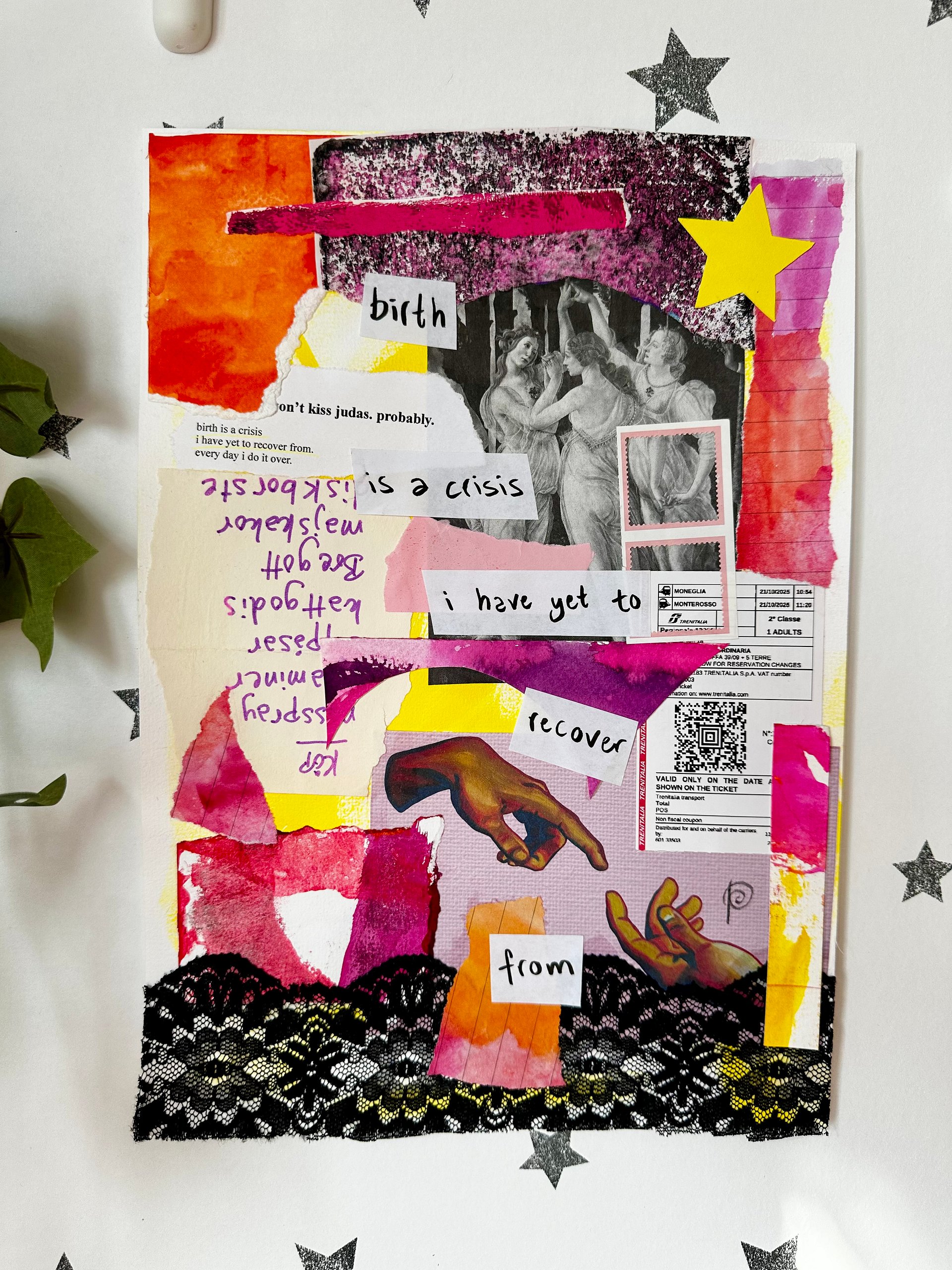 'birth is a crisis' collage original from 'poetry f*cks' product image (1)