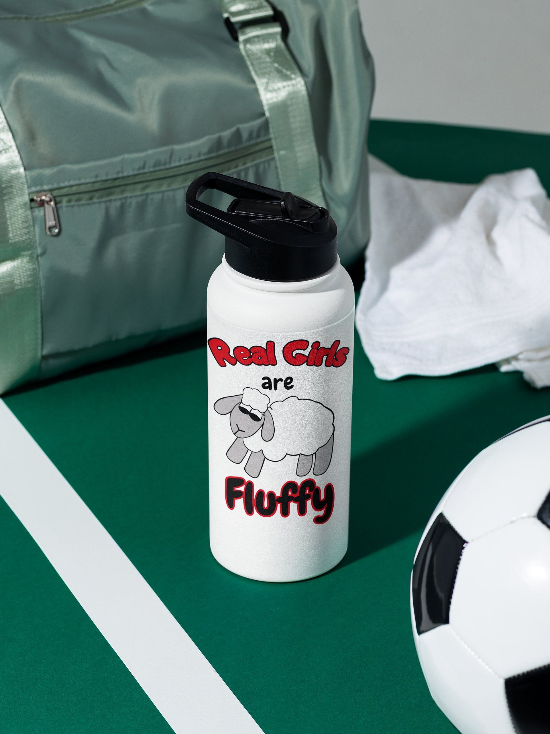 Real Girls are Fluffy Stainless Steel Water Bottle product image (1)
