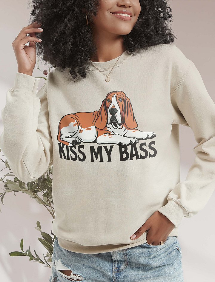 Kiss My Bass Sweatshirt | Funny Shirt for Basset Hound(Red) Owners product image (2)