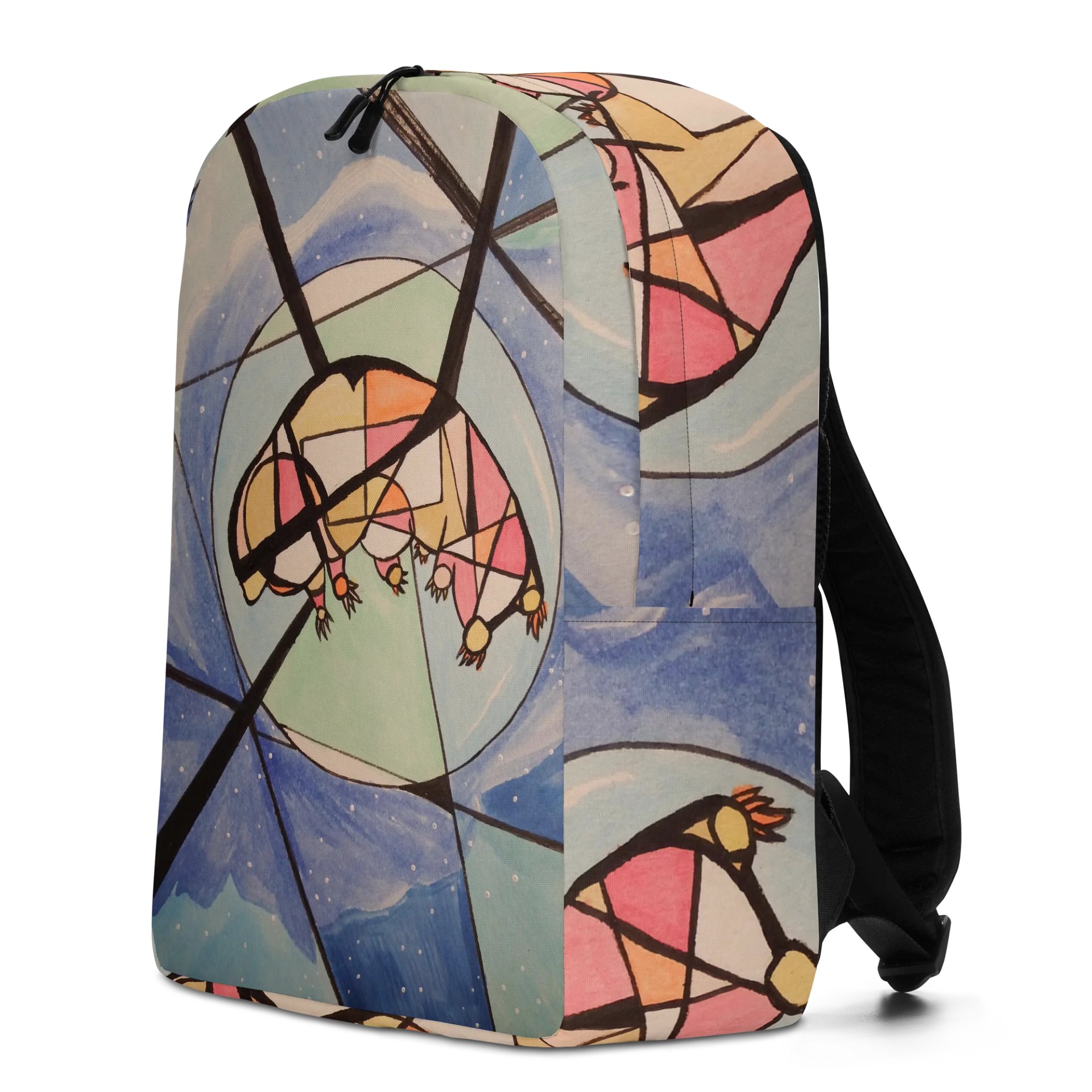 Cubism Painting: The Dream of a Tardigrade All-Over Print Minimalist Backpack by Sublicolor product image (2)