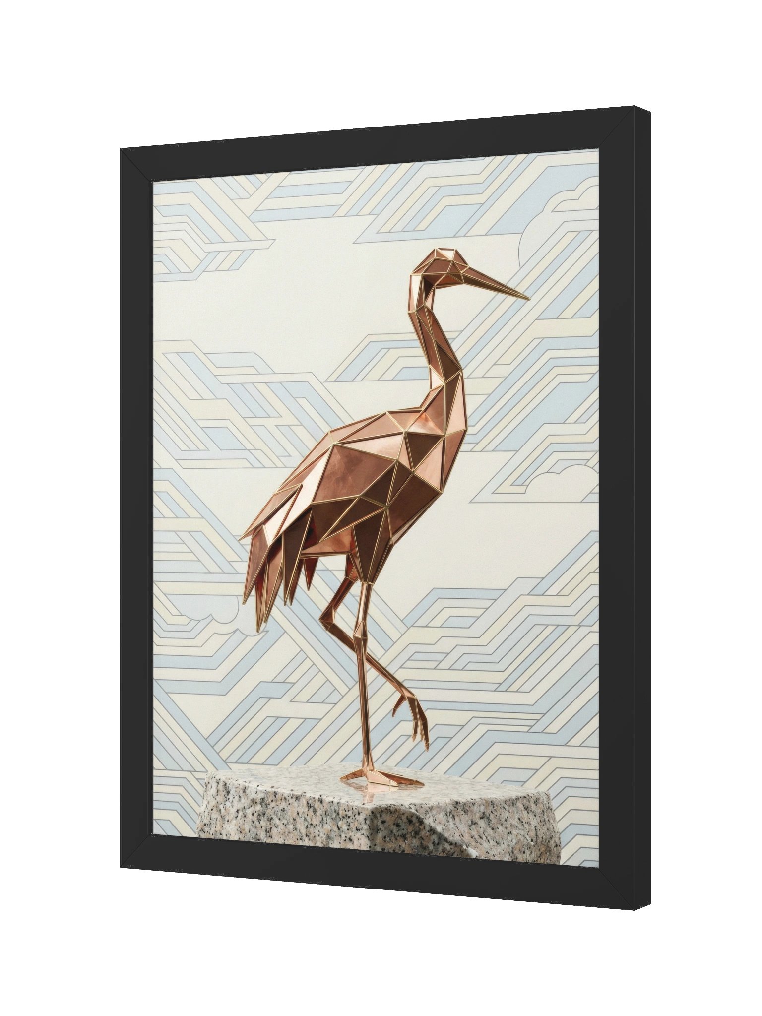Geometric Metallic Bird Framed Poster - Neo-Deco Wall Art product image (2)