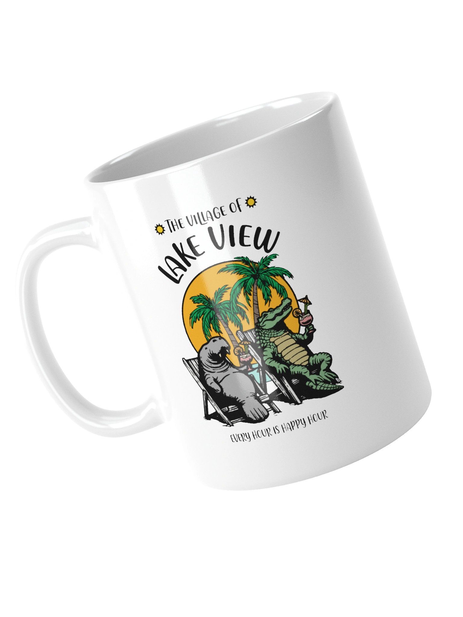 The Village of Lake View TV Florida USA Fun Manatee Alligator Design Coffee Mug product image (11)
