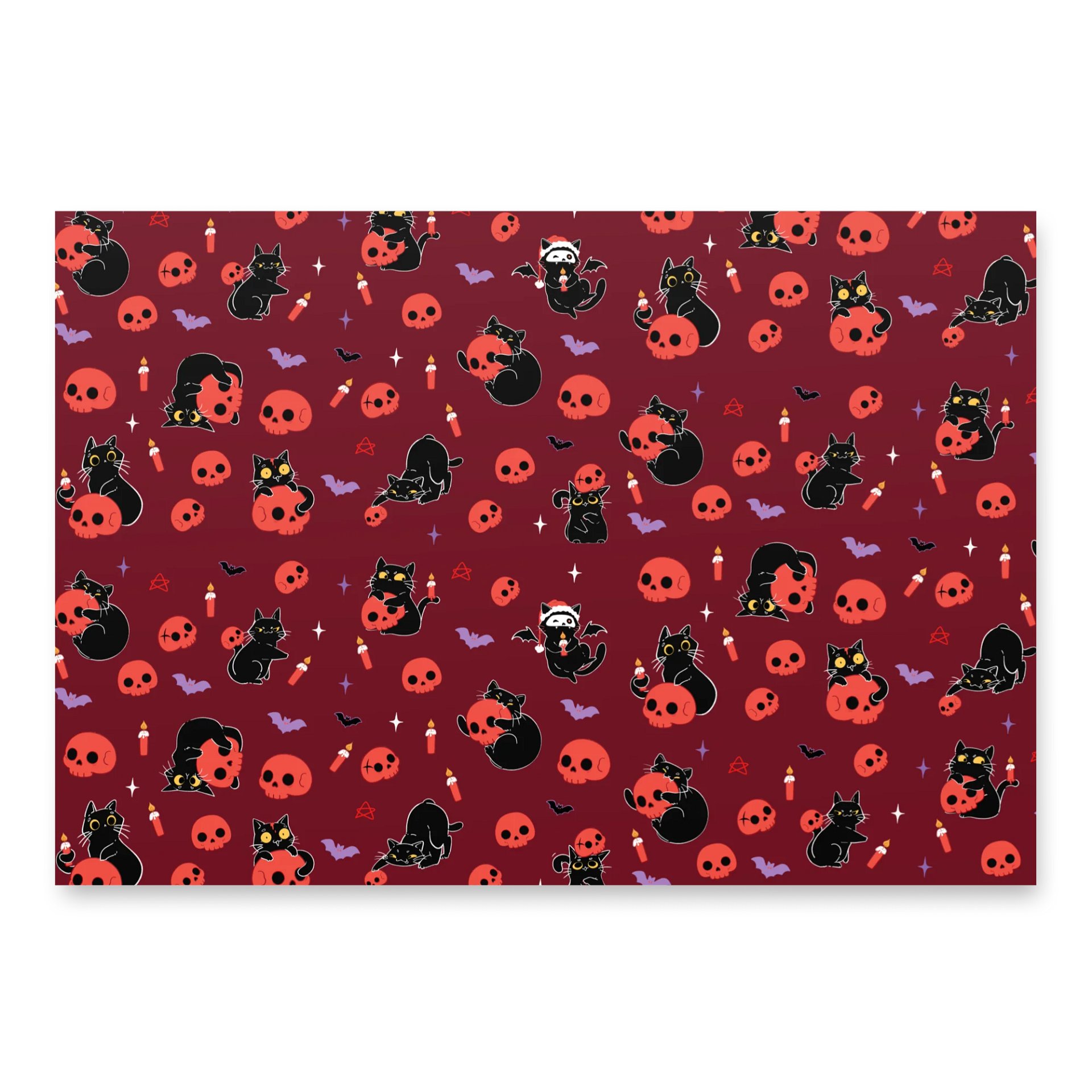 Gothic Christmas cat tree wrapping paper -red product image (4)