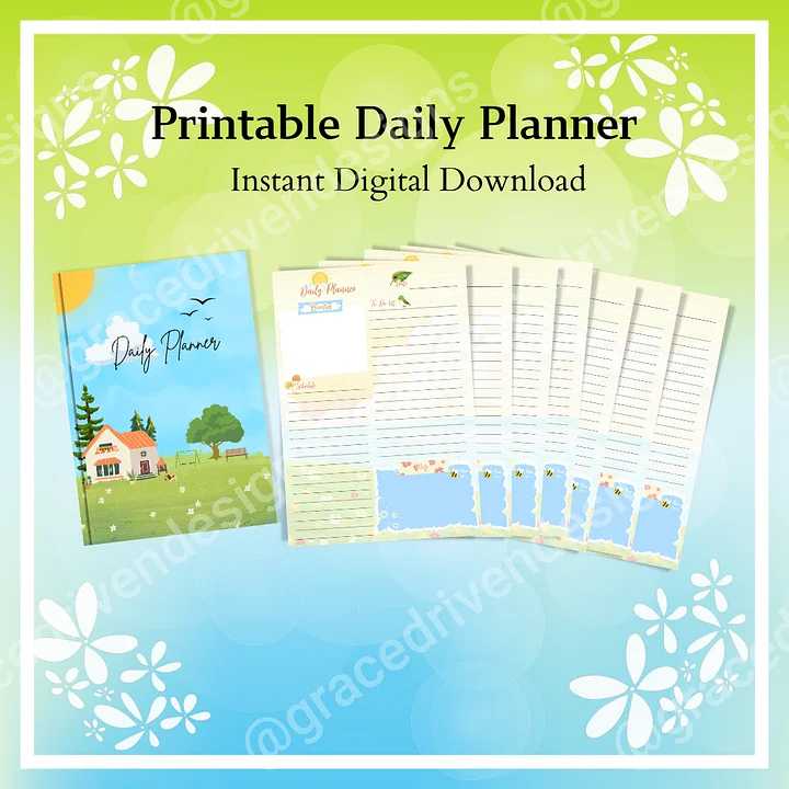 Printable Daily Planner | Floral-Inspired | Blooming Productivity | Instant Digital Download for Effortless Organization + Freebies product image (2)
