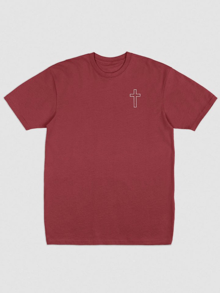 Simple Cross Embroidered Red Heavyweight T-Shirt product image (1)