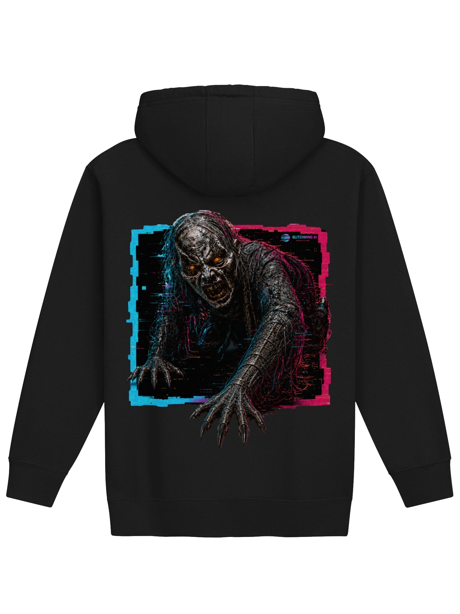 GlitchMind AI — Crawling Ghoul Back Graphic Hoodie product image (2)