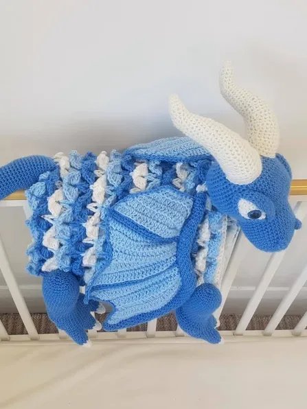 Ice Dragon Crochet Baby Blanket Pattern - Amigurumi Toy PDF Pattern - Crafting Happiness product image (6)