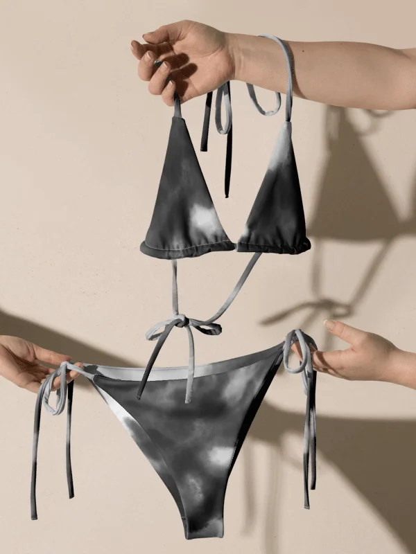 His House String Bikini Set - B&W Tie Dye product image (7)
