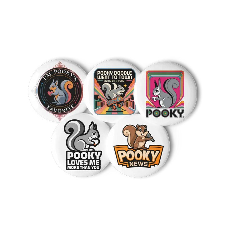 Original Pooky Artwork Buttons: Set of Five -z product image (3)