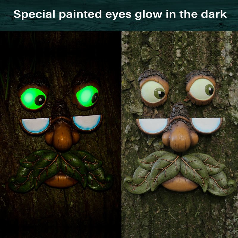 Tree Faces Decor - Glow in the Dark Outdoor Yard Art Garden Decoration - Unique Peeker for Outdoors and Indoors - Old Man Tree Hugger Art product image (2)