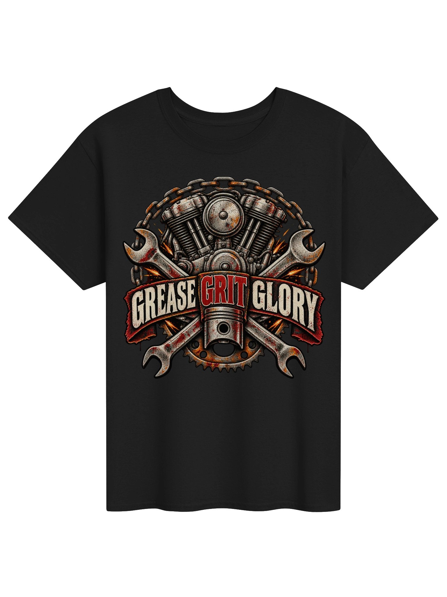 Grease Grit Glory Motorcycle Mechanic T-Shirt product image (1)
