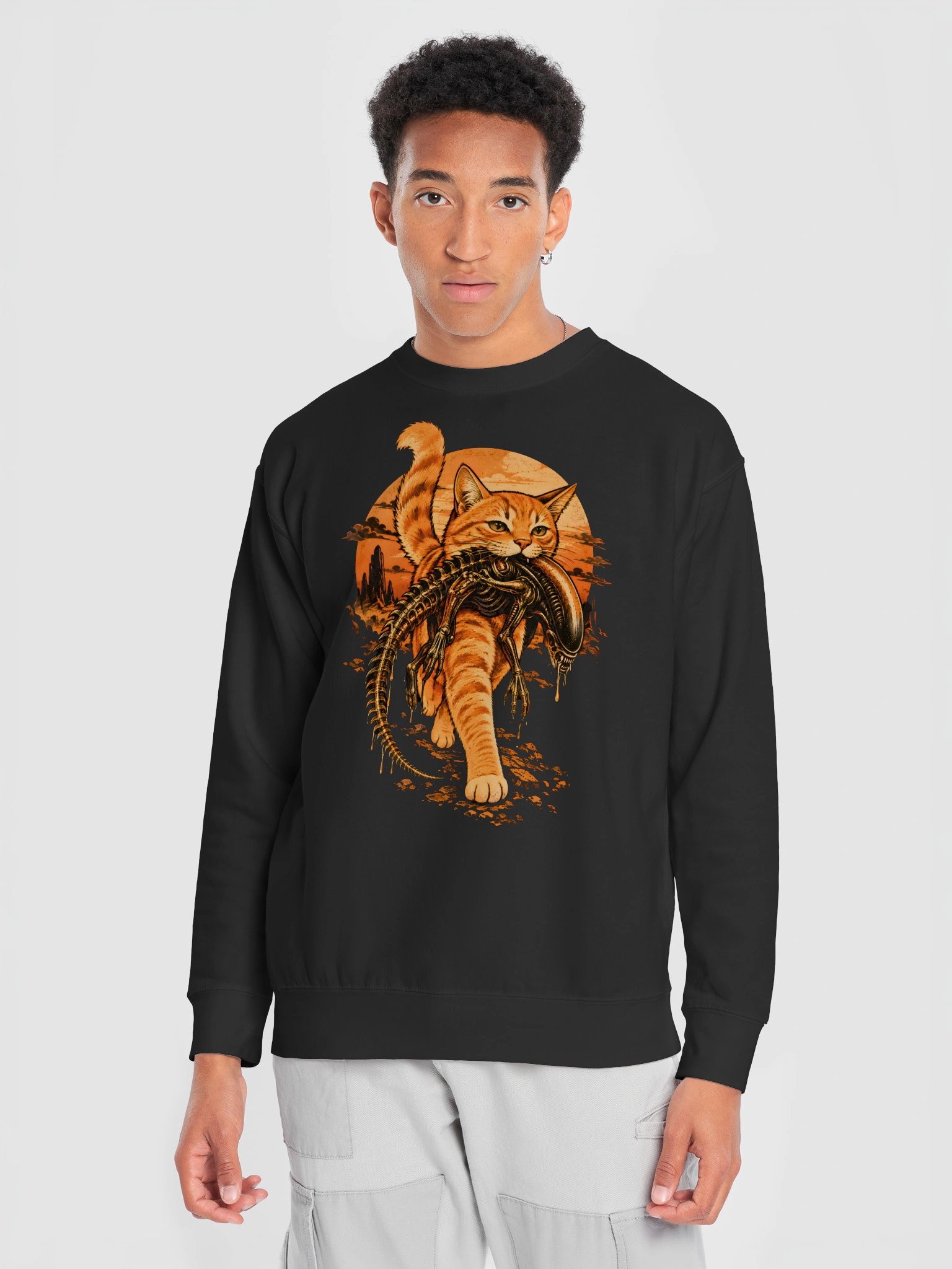 Vintage Orange Tabby Cat Sweatshirt 🐈 Retro Cat Graphic Crewneck product image (6)