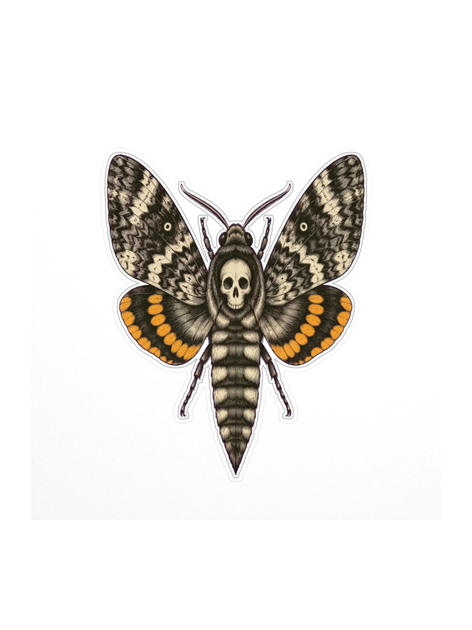 Death's-Head Hawkmoth Sticker, White