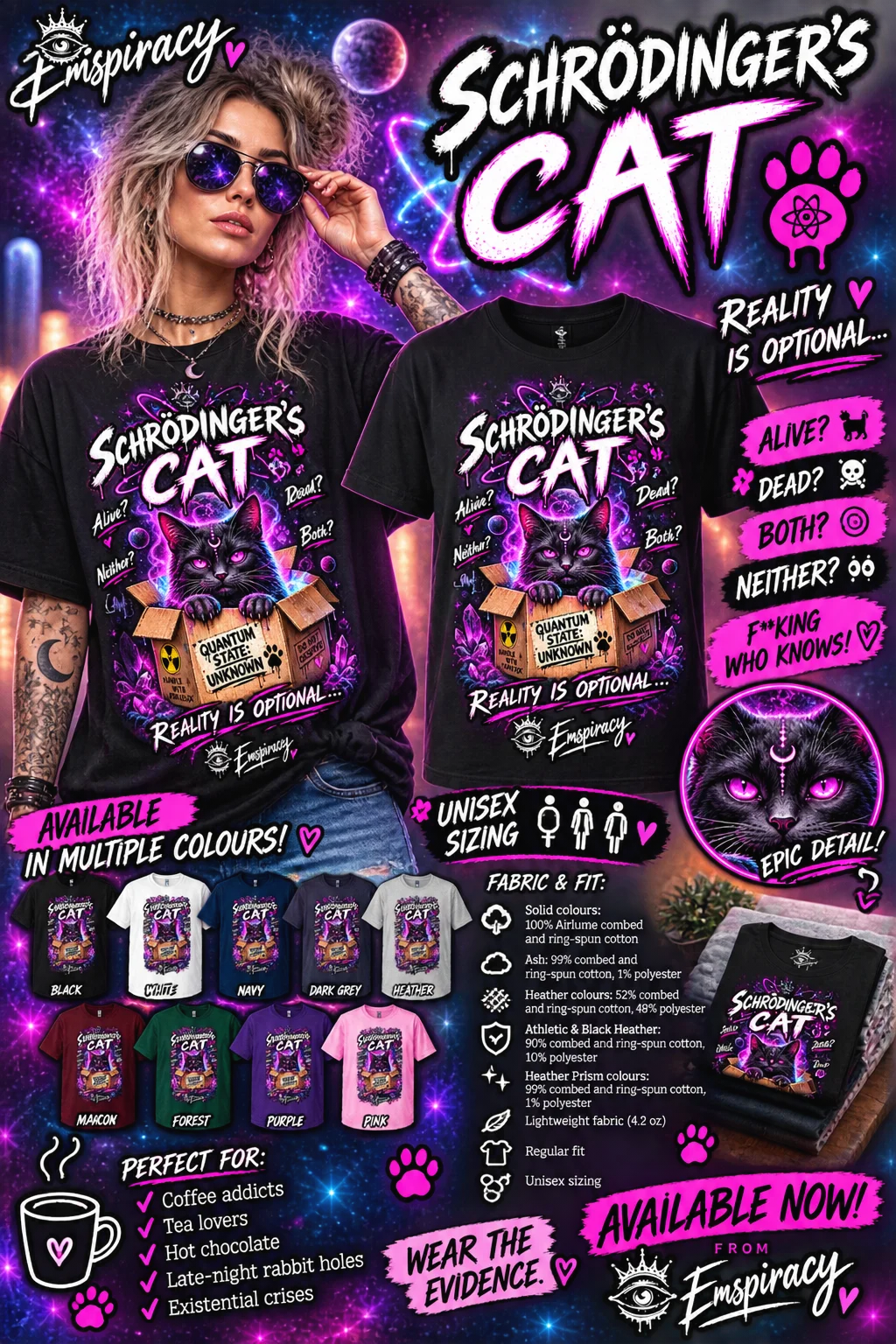 🐈‍⬛💀 SCHRÖDINGER’S CAT REALITY IS OPTIONAL. 💀🐈‍⬛ product image (1)