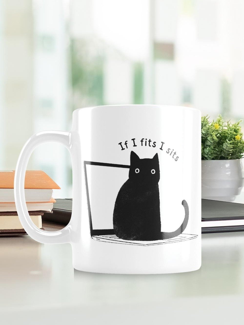 If I Fits, I Sits Funny Cat Laptop Mug product image (19)