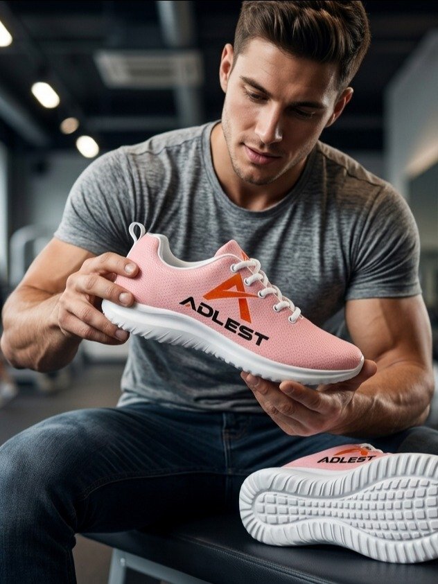 ADLEST Light Pink Logo Athletic Shoes product image (3)