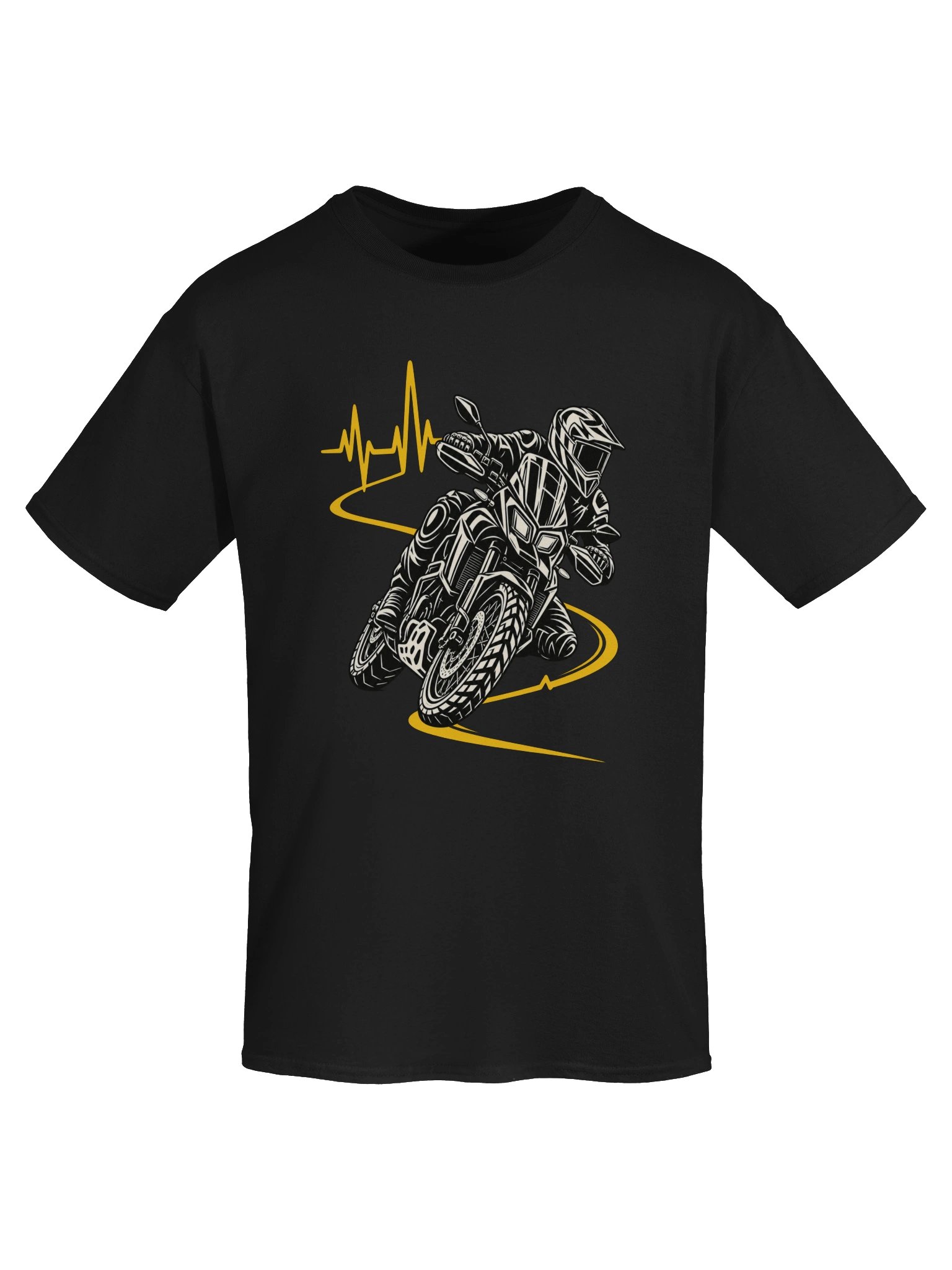 Adventure Motorcycle Heartbeat – Gold Pulse Rider T-Shirt product image (5)