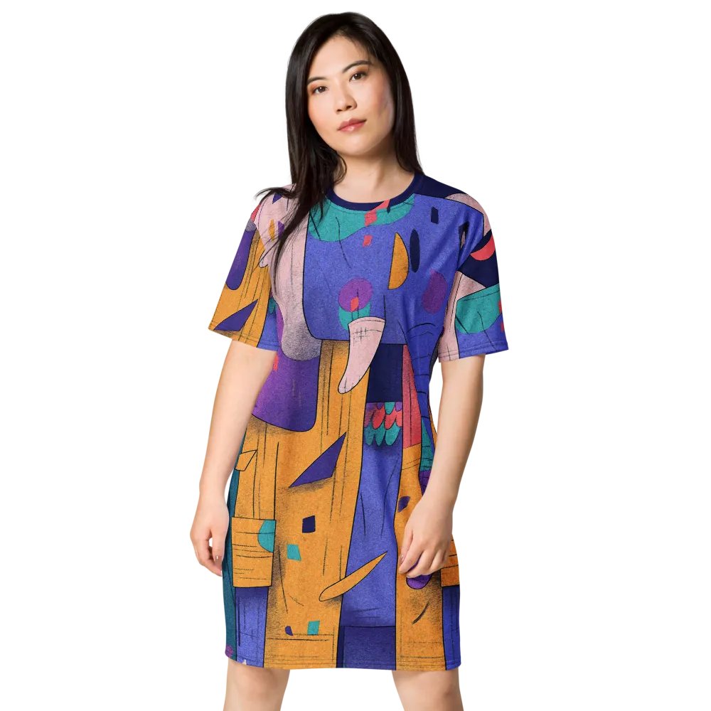 Geometric Elephant Dreams All-Over T-Shirt Dress product image (1)