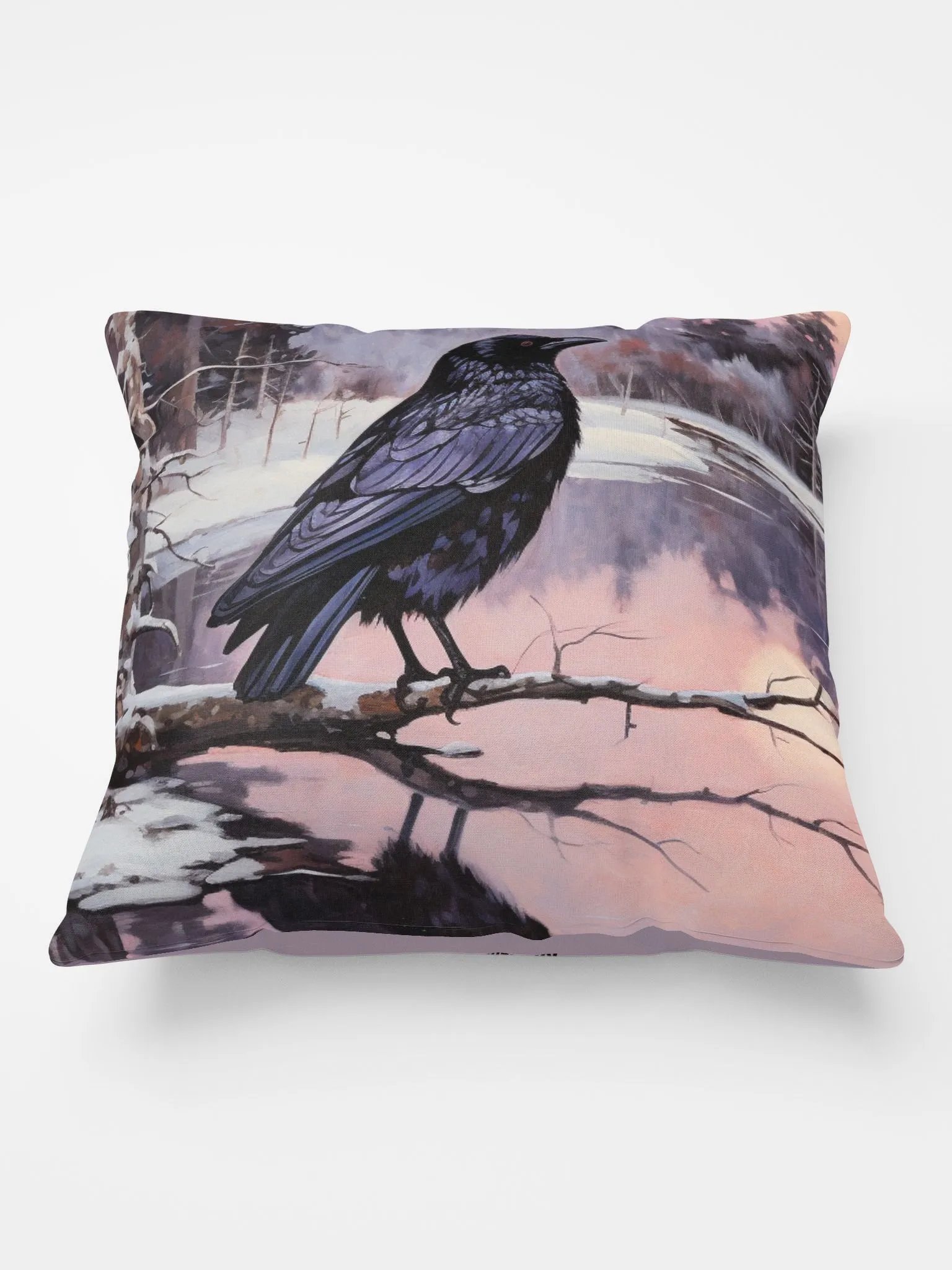 COZY PILLOW ⚫️ Bird on an icy branch product image (1)