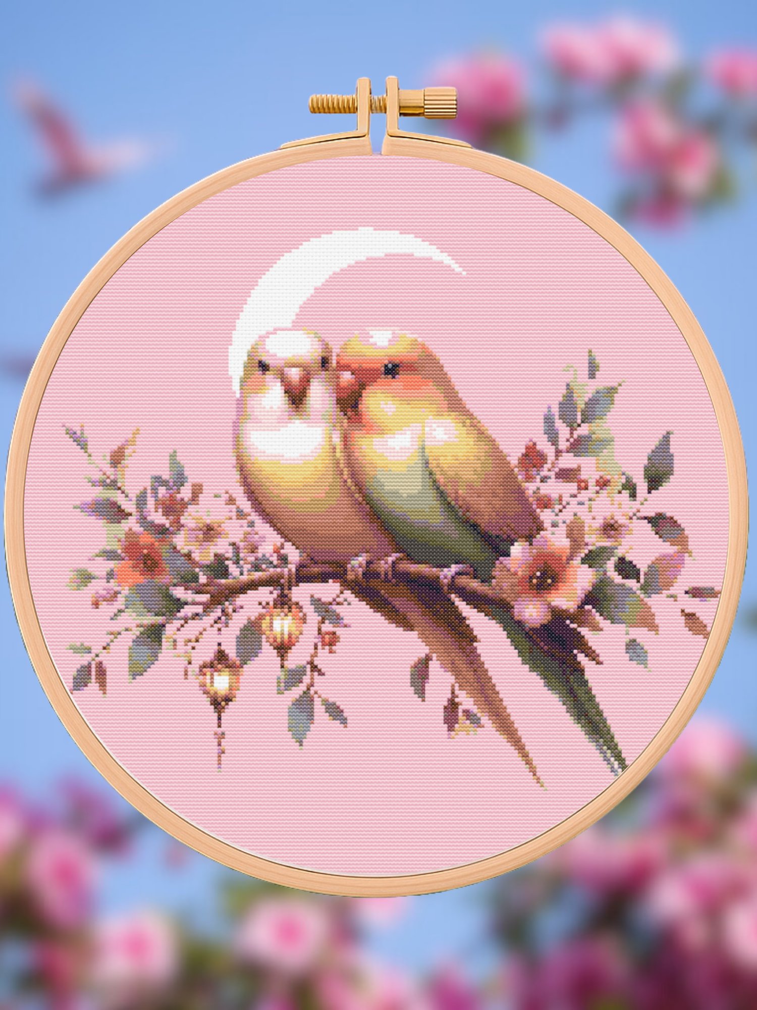 Lovebirds at Dusk Cross Stitch Pattern product image (1)