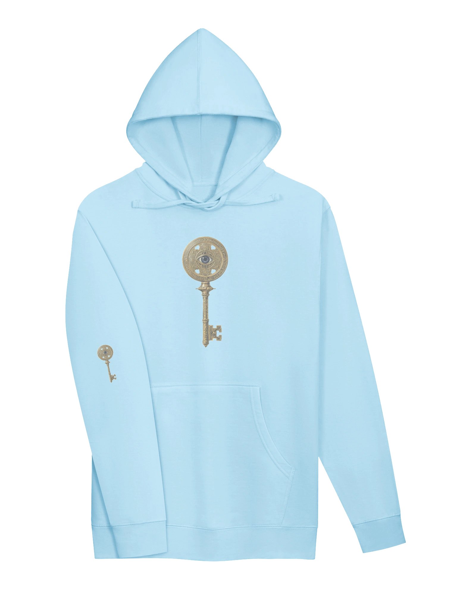 The Gatekeeper’s Key – Blue Aqua Direction Edition (Front + Right Sleeve Print) | Unisex Midweight Hoodie product image (3)