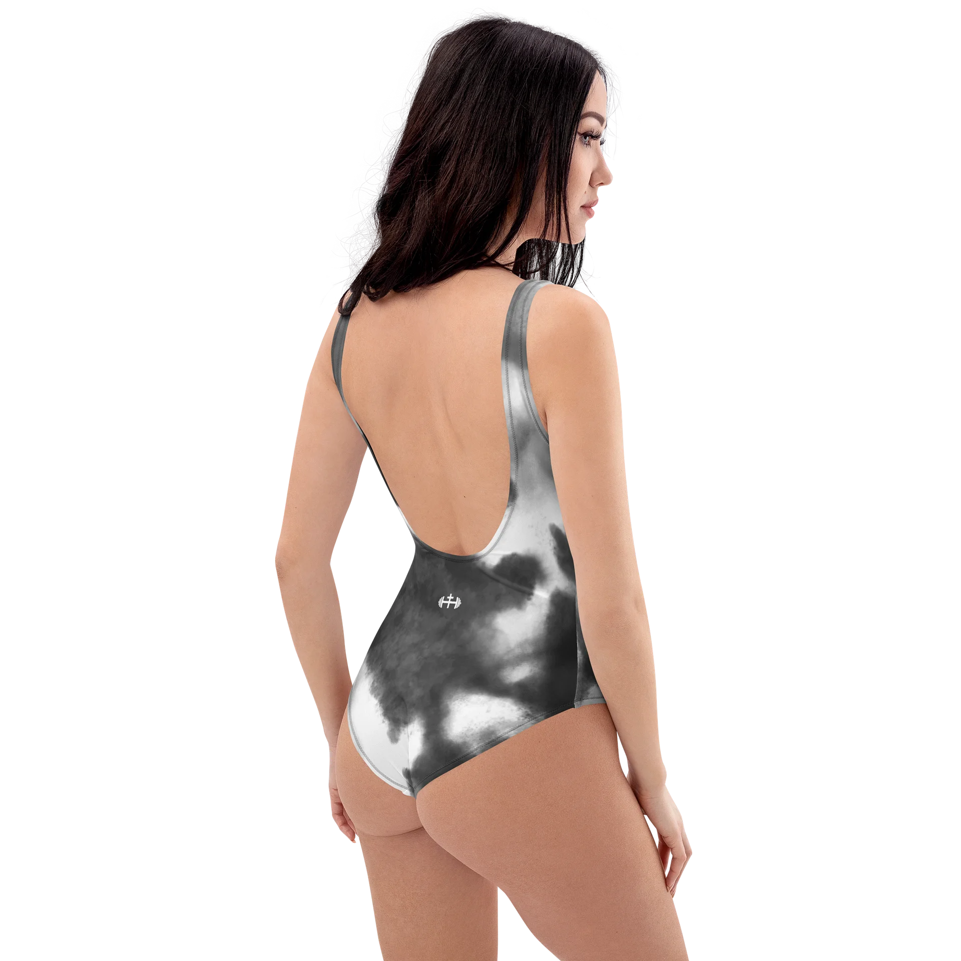 His House Womens One Piece Swimsuit - B&W Tie Dye product image (8)