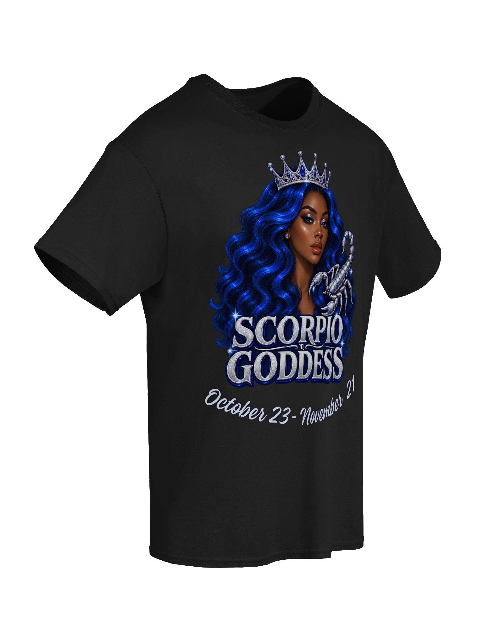 Scorpio Goddess Blue Hair Zodiac Tee product image (48)