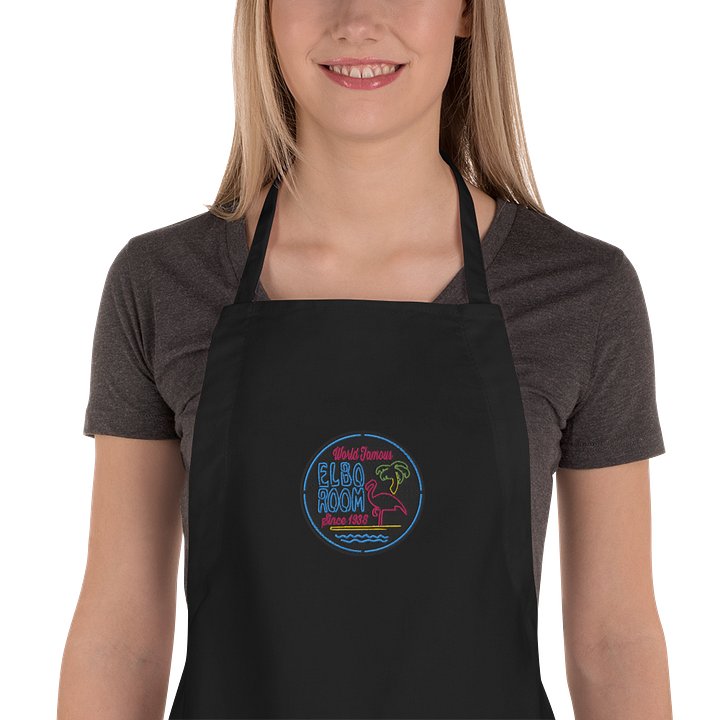 Elbo Room World Famous Neon Flamingo Kitchen Apron | Core Black product image (1)