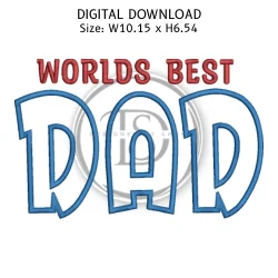 Worlds Best Dad Applique Embroidery Design product image (1)