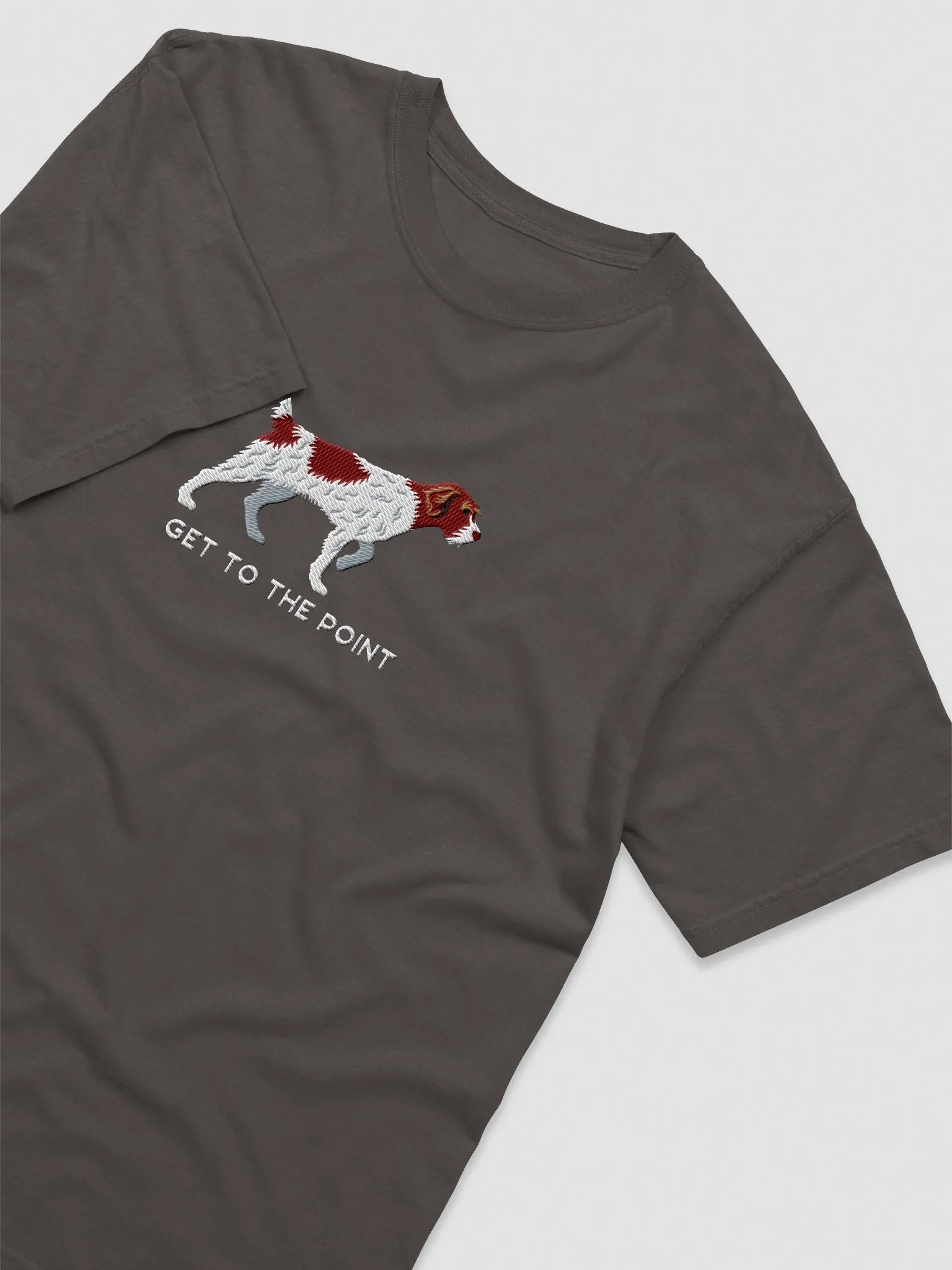 Get to the Point T-Shirt(Embroidered) of a Wirehaired Pointing Griffon(Liver & White) product image (6)