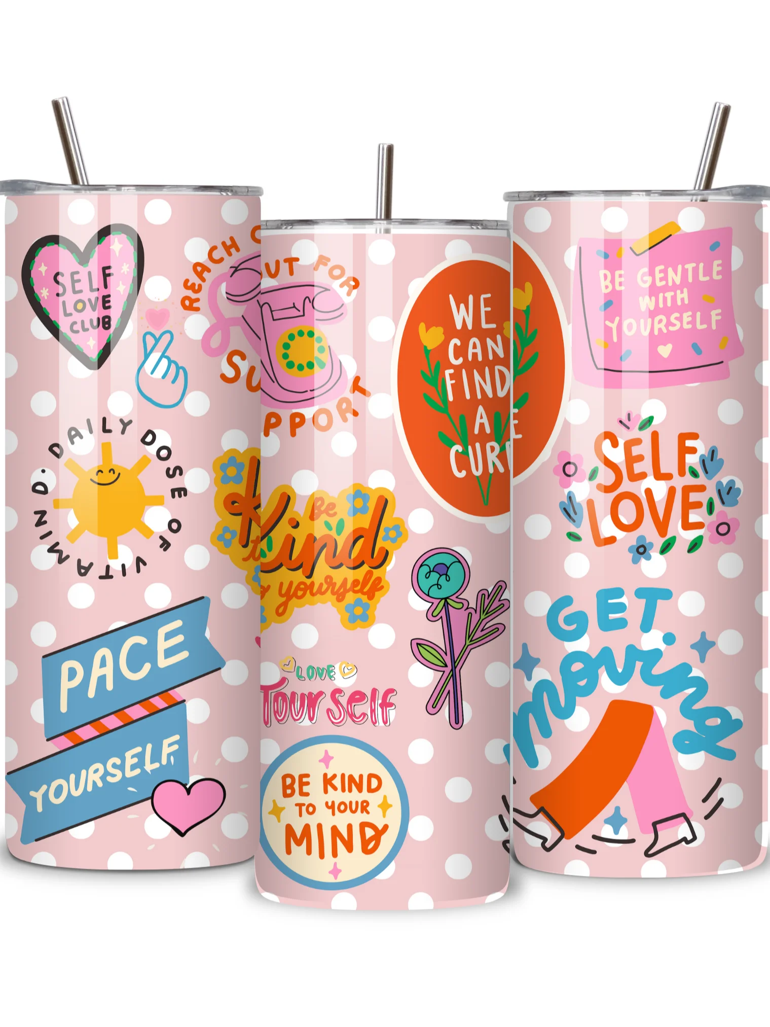Inspirational Quotes 20oz Skinny Tumbler, Motivational Design, Double-Walled Insulated Stainless Steel, Metal Straw, Gift for Women, Teens, and Positivity product image (1)