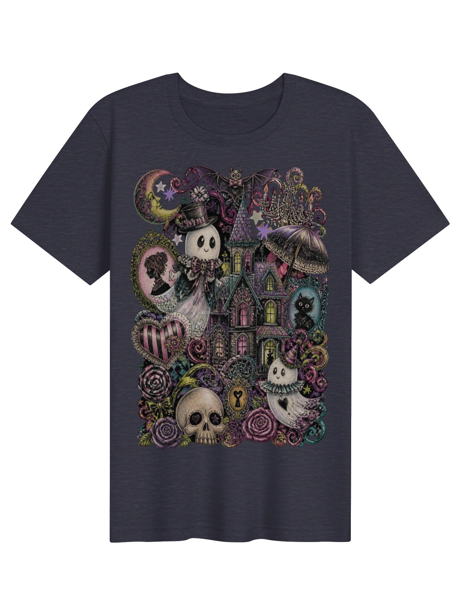 Whimsigoth Halloween Shirt, Victorian Haunted House Cute Ghost Tee product image (2)