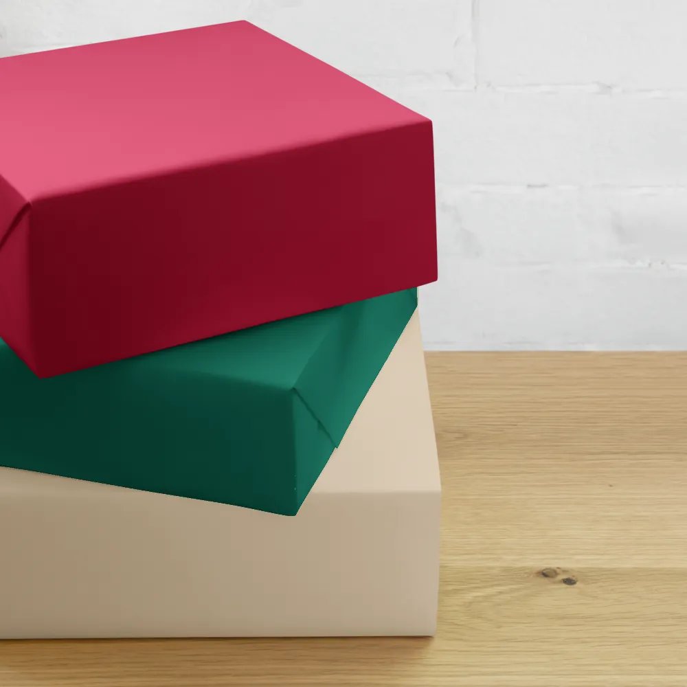 Mixed (Red, Green, Champagne) Solid Holiday Christmas Wrapping Paper Sheets (3) product image (2)