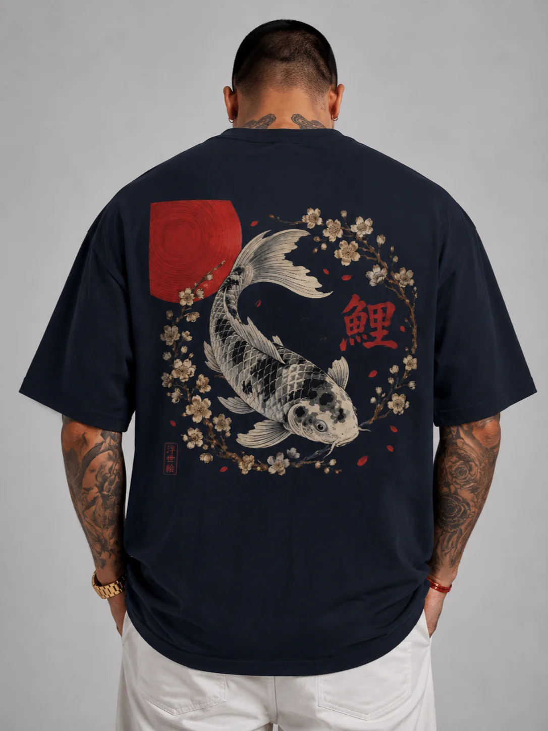 Japanese Koi Sakura – Premium Ukiyo-E Inspired Graphic T-Shirt product image (1)