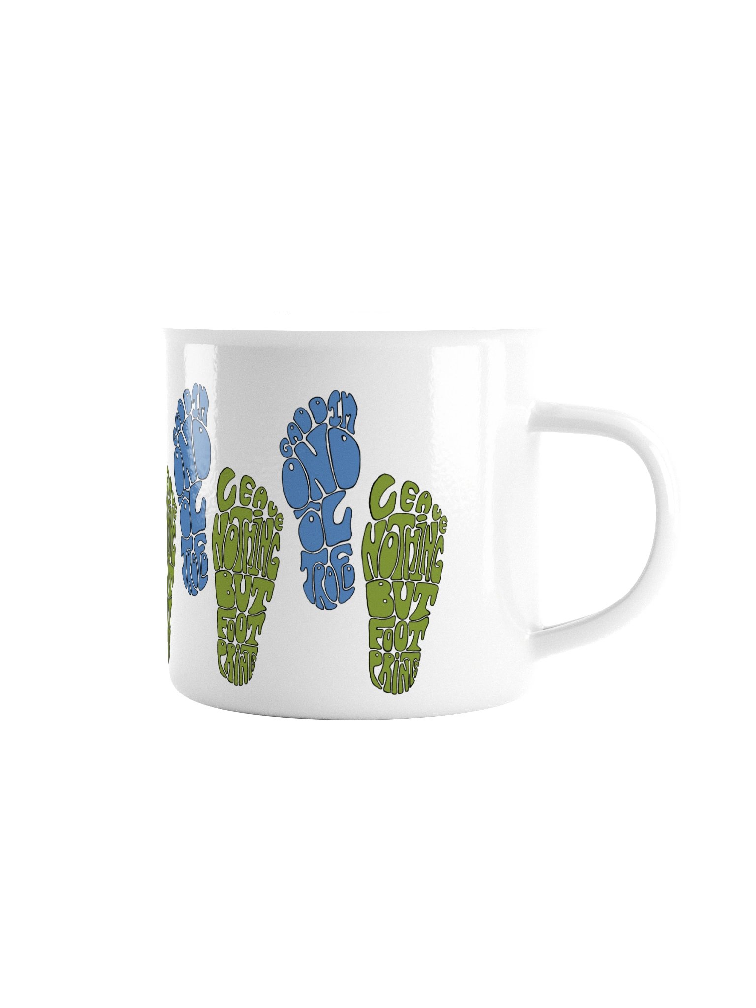 Bilingual Footprints enamel mug product image (1)
