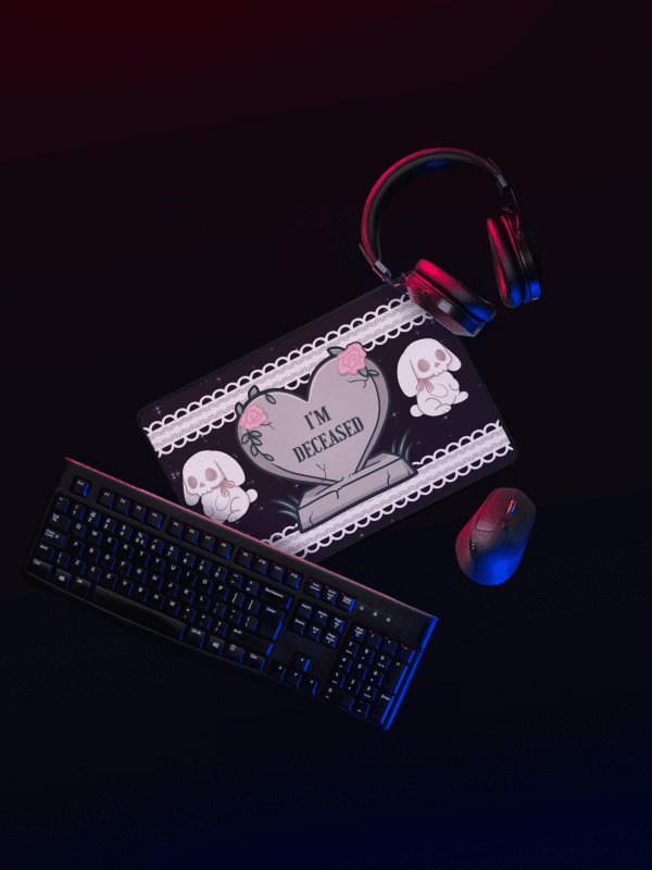 I'm Deceased/Skelly Bunny Desk Mat - Black product image (2)