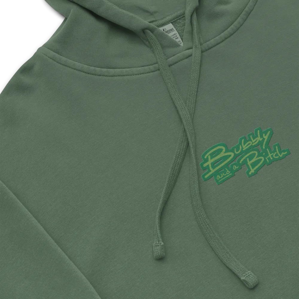 Bubbly and a B*tch (C. moss design) embroidered pigment-dyed hoodie product image (1)