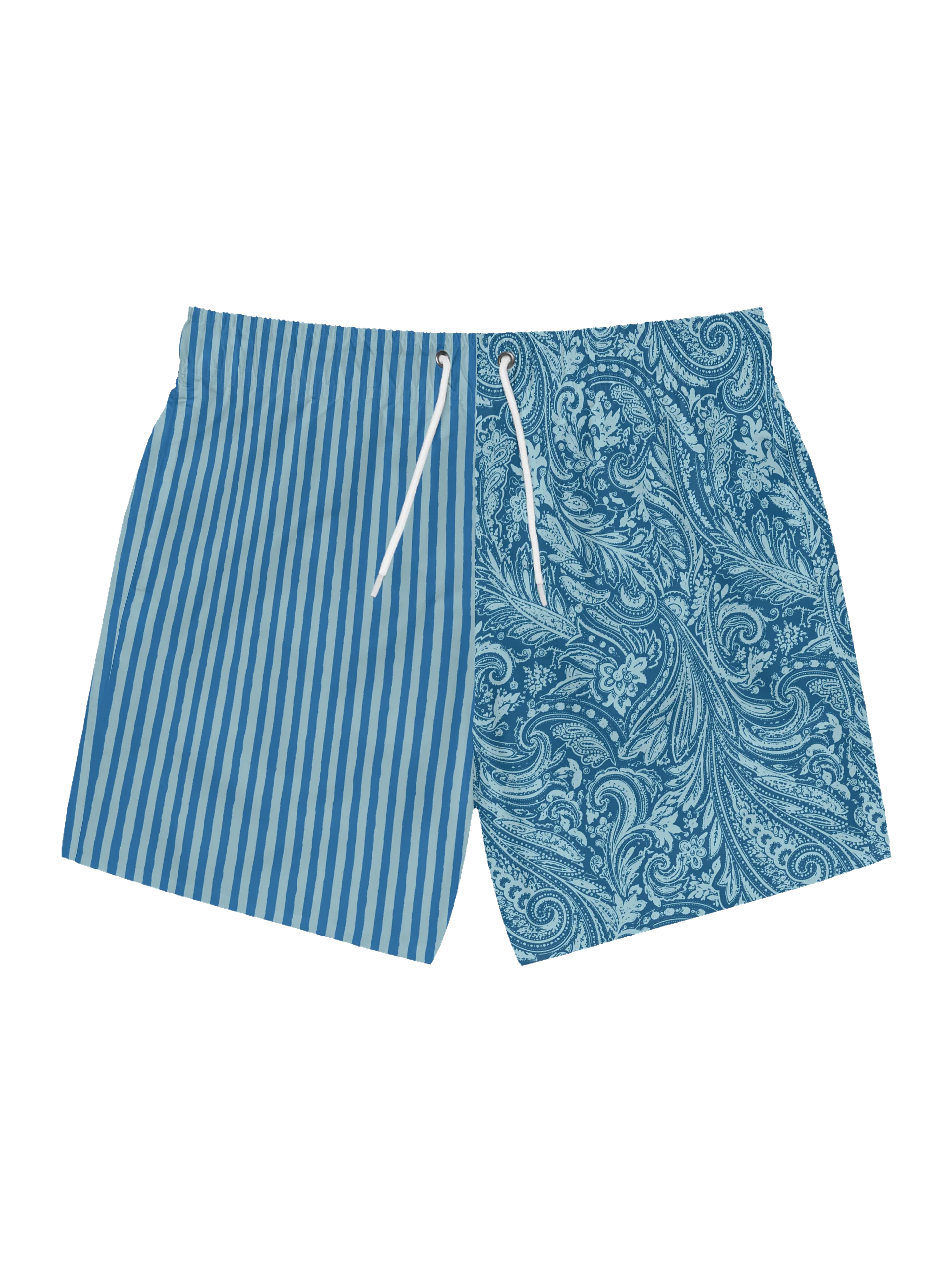 Ocean Blue Paisley and Stripes Swim Trunks product image (1)