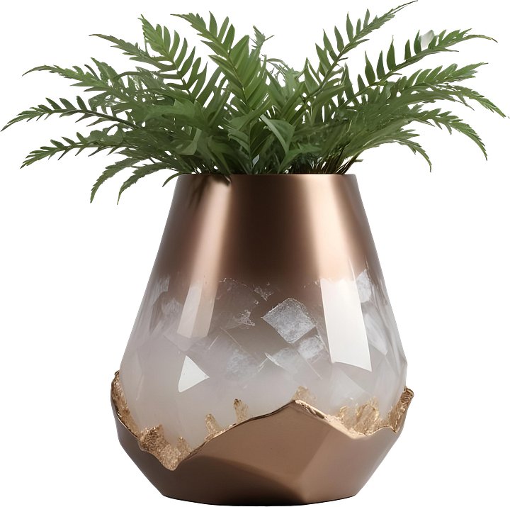 Glamour Organique – vase bronze and quartz, PNG product image (1)