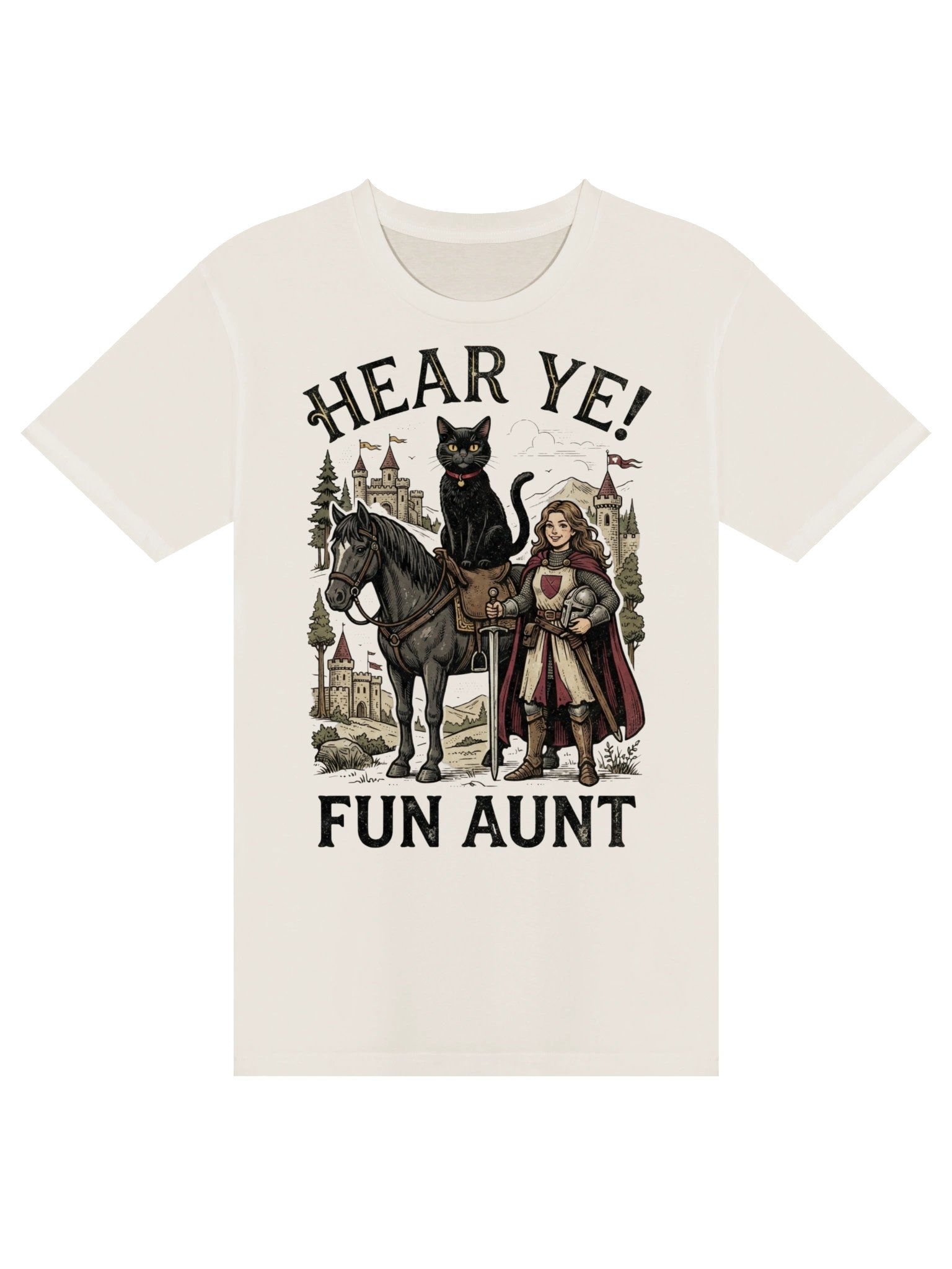 Fun Aunt Medieval Cat Knight T-Shirt product image (2)
